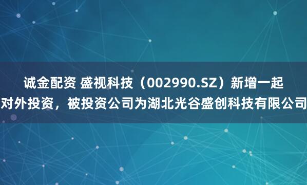 诚金配资 盛视科技（002990.SZ）新增一起对外投资，被投资公司为湖北光谷盛创科技有限公司